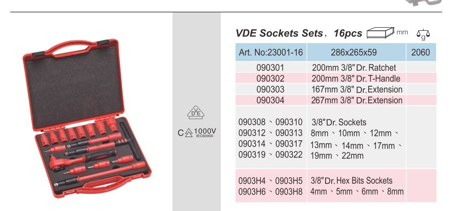 VDE Insulated Tool Kits of 3-8 Socket VDE Insulated Tool Kits of 3-8 Socket